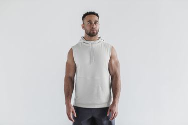 Nobull Microplush Sleeveless Men's Hoodie Grey | Australia (DX0425)